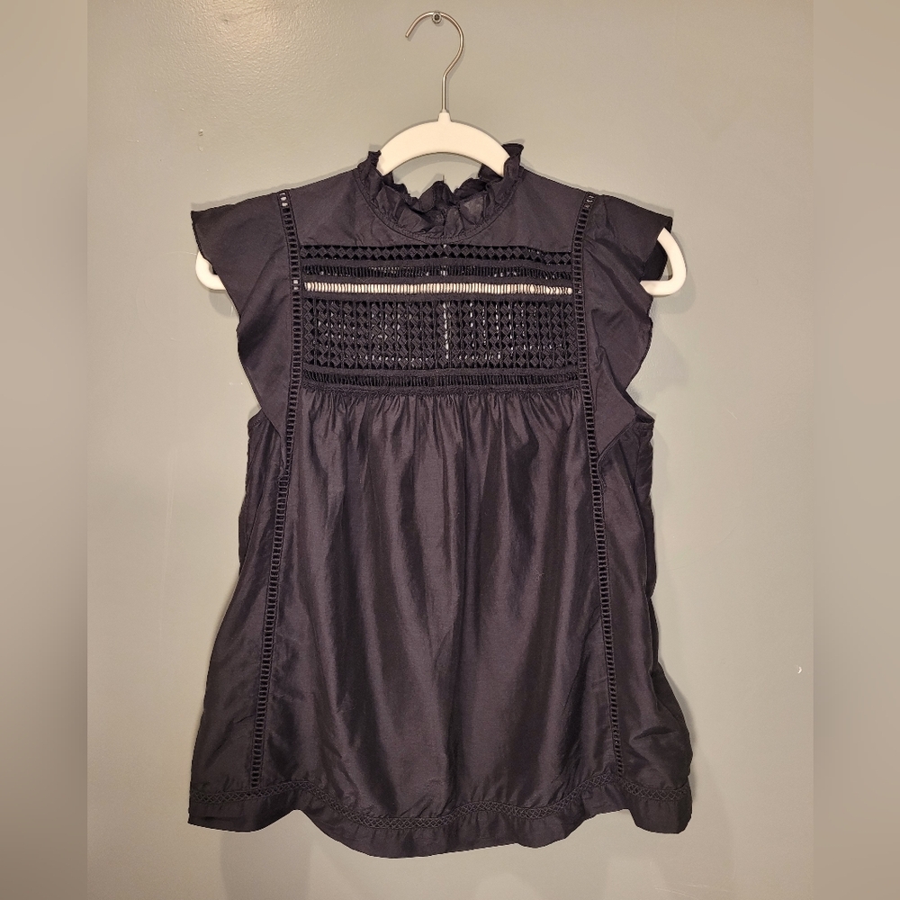 Seven‎ For All Mankind Sleeveless Blouse Embroidered Boho Style, Size S, Black